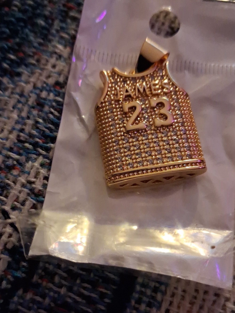 Gold Basketball Jersey Pendant Necklace Charm - James 23